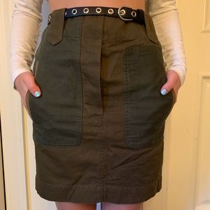 Navy Green Pencil Skirt